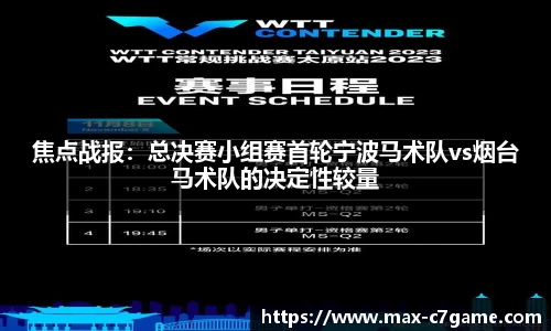 焦点战报：总决赛小组赛首轮宁波马术队vs烟台马术队的决定性较量